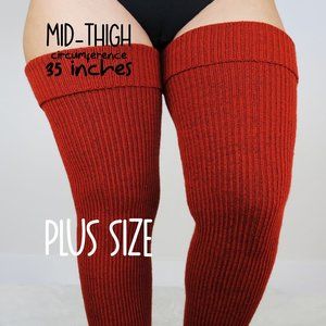 PLUS SIZE Thigh High Socks, Brick Women's Long Over The Knee Stocking, Fall